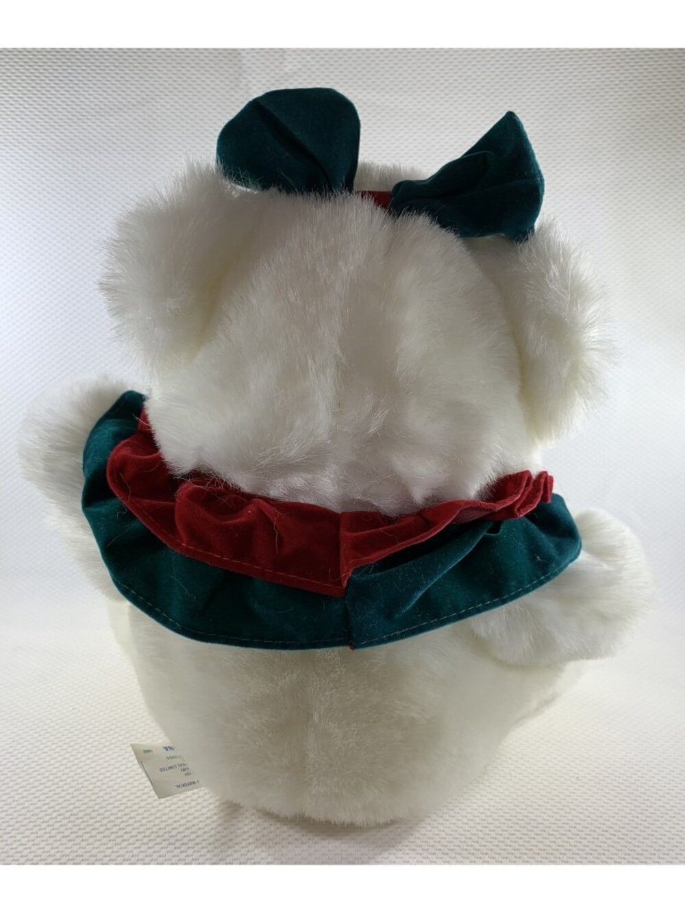 Vintage Dan Dee Christmas Teddy Bear 10" Ruffles Bow Holiday White Plush Stuffed - Picture 4 of 10